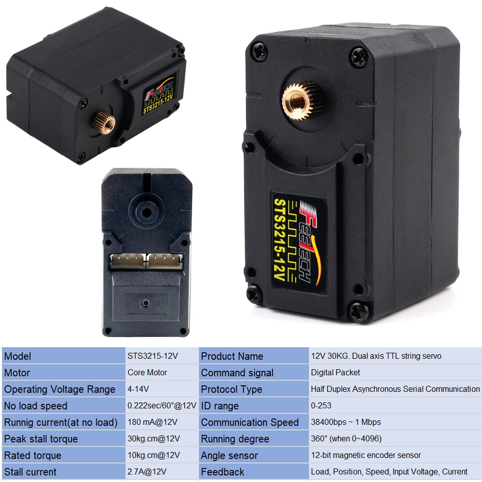 Amazon | DIYmall STS3215 12V 30KG 磁気エンコーダー サーボ メタル